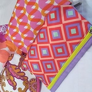 Clinique Cosmetic Bags Bundle Of 4 Multicolor Floral Paisley Geometric Prints